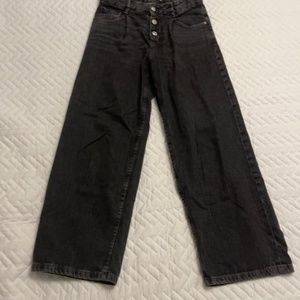 Zara extreme wide leg jeans in a black washed color